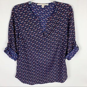 Stitch Fix 41 Hawthorn Bird Print 3/4 Sleeve Top